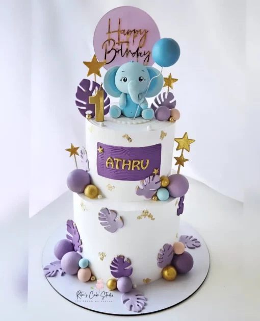 Cute Elephant Cake for 1st Birthday