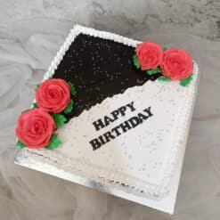 Red Roses Square Birthday Cake